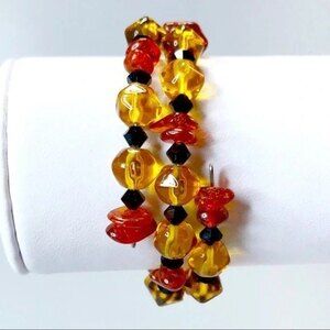 Handmade Fall Color Memory Wrap Bead Bracelet